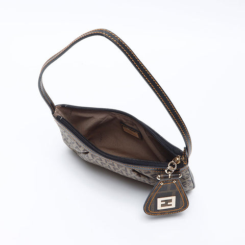 FENDI Zucchino Charm Handbag Brown WS14449