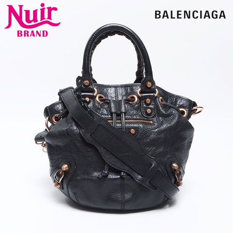 BALENCIAGA Giant pompom Shoulder Bag black WS14459