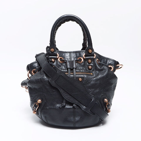 BALENCIAGA Giant pompom Shoulder Bag black WS14459