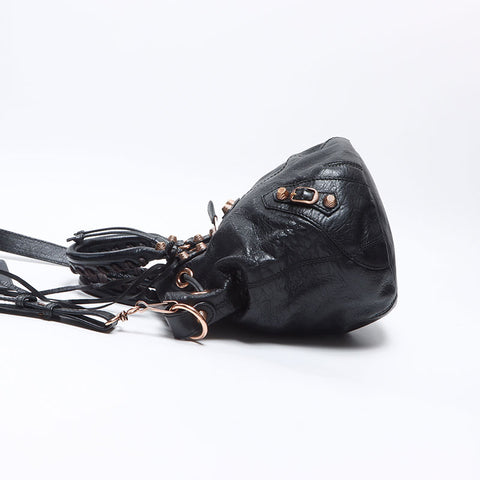 BALENCIAGA Giant pompom Shoulder Bag black WS14459