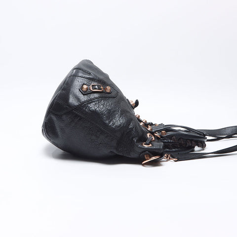 BALENCIAGA Giant pompom Shoulder Bag black WS14459