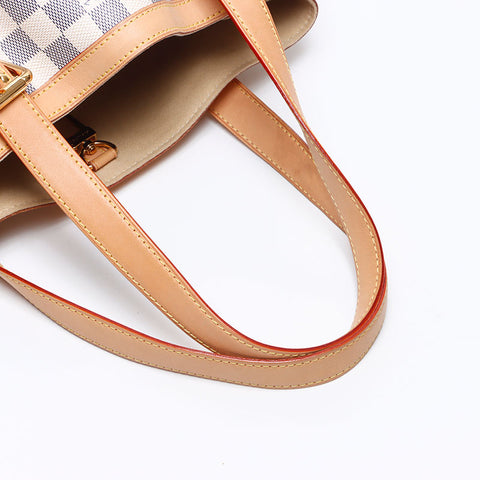 LOUIS VUITTON Damier Azur Hampstead MM N51206 2008 Tote Bag white WS14460