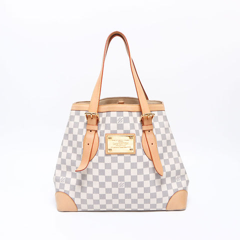 LOUIS VUITTON Damier Azur Hampstead MM N51206 2008 Tote Bag white WS14460