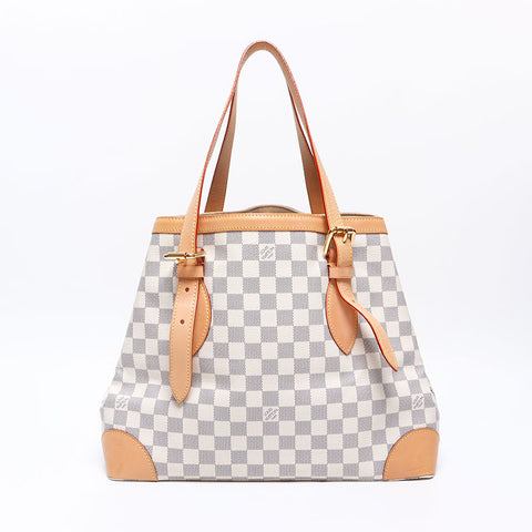 LOUIS VUITTON Damier Azur Hampstead MM N51206 2008 Tote Bag white WS14460