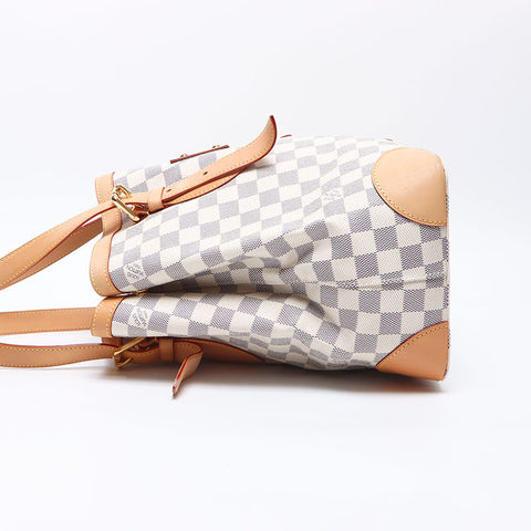 LOUIS VUITTON Damier Azur Hampstead MM N51206 2008 Tote Bag white WS14460