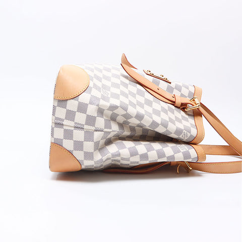 LOUIS VUITTON Damier Azur Hampstead MM N51206 2008 Tote Bag white WS14460