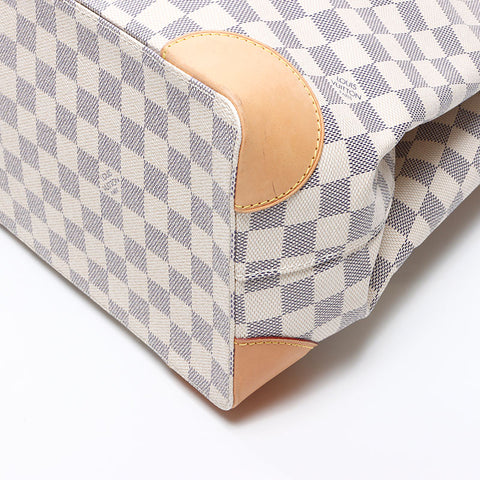 LOUIS VUITTON Damier Azur Hampstead MM N51206 2008 Tote Bag white WS14460
