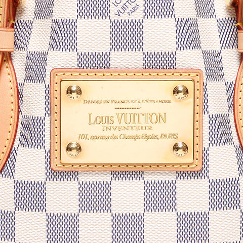 LOUIS VUITTON Damier Azur Hampstead MM N51206 2008 Tote Bag white WS14460