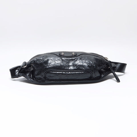 BALENCIAGA Le Cagoule Leather Belt Bag Body Bag Waist bag black WS14463