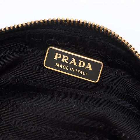 PRADA Nylon Triangle Logo Mini Accessory Pouch Handbag black WS14464