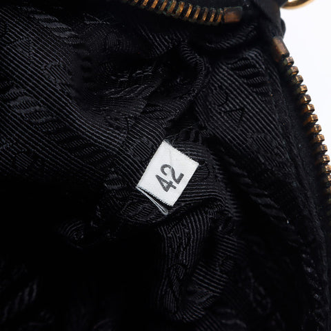 PRADA Nylon Triangle Logo Mini Accessory Pouch Handbag black WS14464