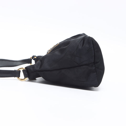 PRADA Nylon Triangle Logo Mini Accessory Pouch Handbag black WS14464