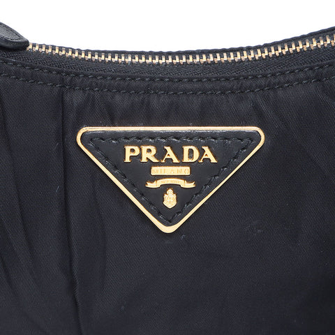 PRADA Nylon Triangle Logo Mini Accessory Pouch Handbag black WS14464
