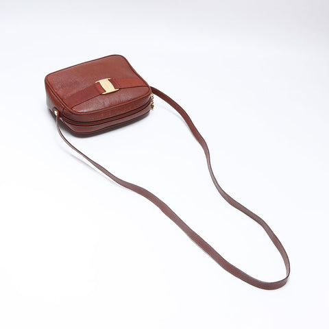 Salvatore Ferragamo Vara embossed leather Shoulder Bag Brown WS14465