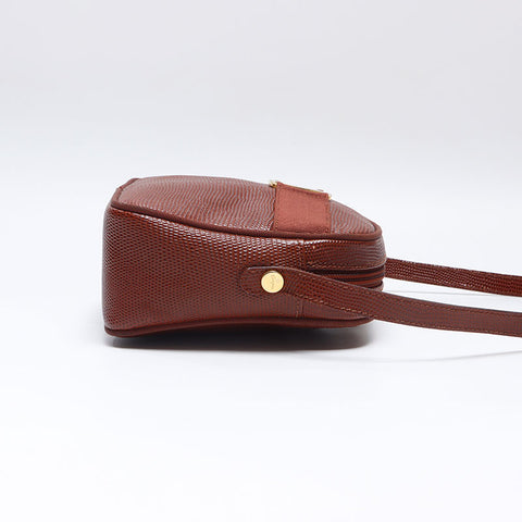 Salvatore Ferragamo Vara Sac à bandoulière en cuir gaufré Marron WS14465