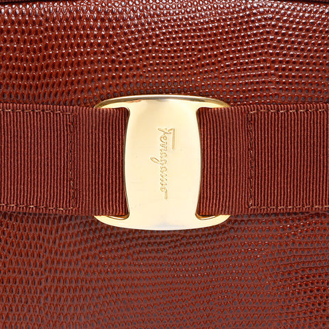 Salvatore Ferragamo Vara embossed leather Shoulder Bag Brown WS14465