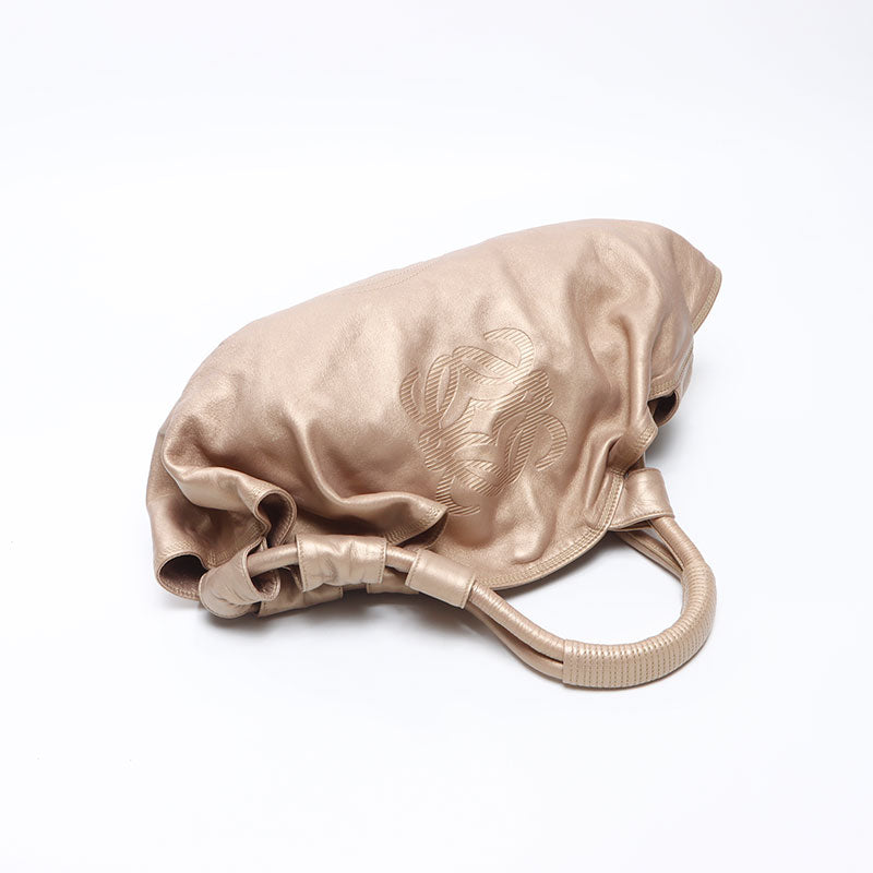 ロエベ LOEWE ナッパ アイレ レザー ハンドバッグ ゴールド