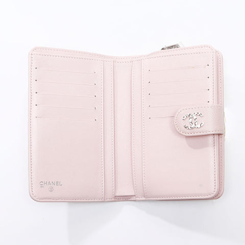 CHANEL 15th series 2011 Caviar Skin COCO Mark Bifold Wallet pink WS14469