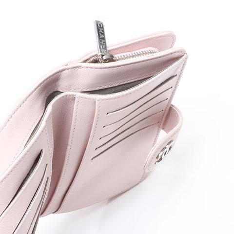 CHANEL 15th series 2011 Caviar Skin COCO Mark Bifold Wallet pink WS14469