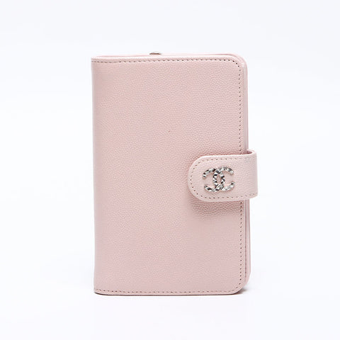 CHANEL 15th series 2011 Caviar Skin COCO Mark Bifold Wallet pink WS14469