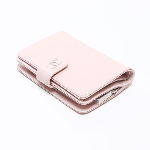 CHANEL 15th series 2011 Caviar Skin COCO Mark Bifold Wallet pink WS14469