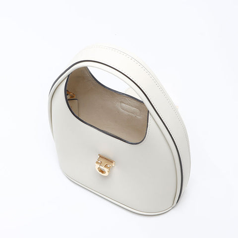 Salvatore Ferragamo Gancini Buckle Hobo Handbag white WS14471