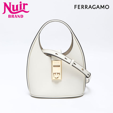 Salvatore Ferragamo Gancini Buckle Hobo Handbag white WS14471