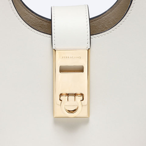 Salvatore Ferragamo Gancini Buckle Hobo Handbag white WS14471