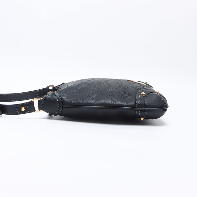 ロエベ LOEWE 160周年 ロゴ 型押し ショルダーバッグ ブラック