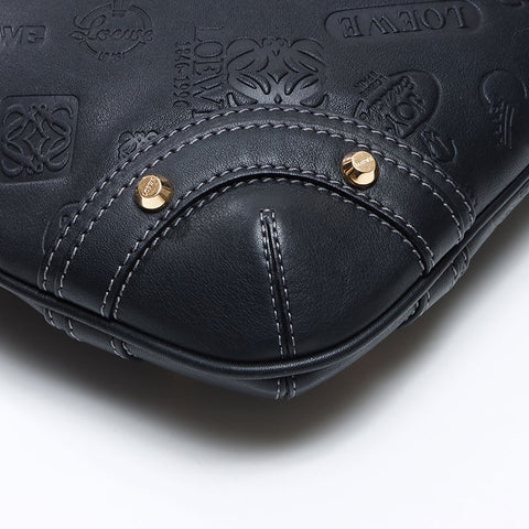 ロエベ LOEWE 160周年 ロゴ 型押し ショルダーバッグ ブラック WS14476