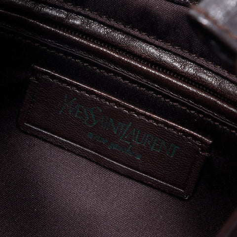 イヴ・サンローラン YVES SAINT LAURENT ゴールドリング ハンドバッグ ブラウン WS14478