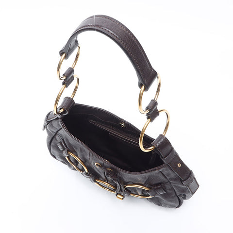 YVES SAINT LAURENT Gold ring Handbag Brown WS14478