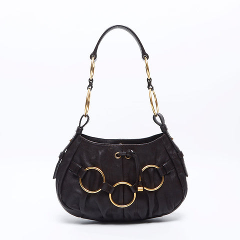 YVES SAINT LAURENT Gold ring Handbag Brown WS14478