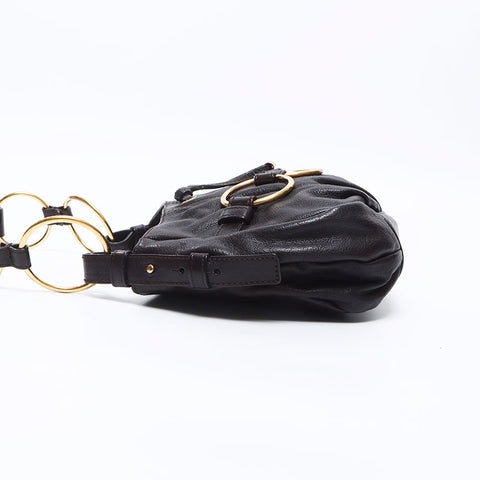 YVES SAINT LAURENT Gold ring Handbag Brown WS14478