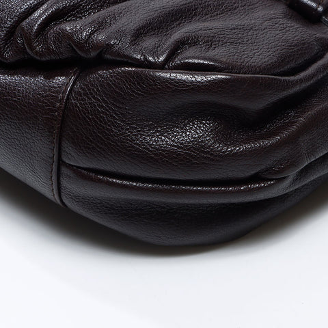 イヴ・サンローラン YVES SAINT LAURENT ゴールドリング ハンドバッグ ブラウン WS14478