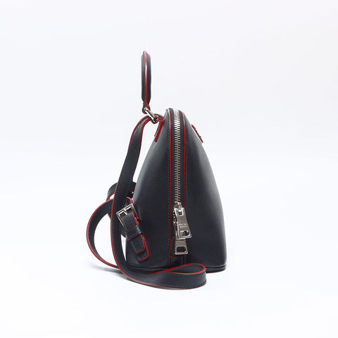 PRADA Saffiano Leather 2way Triangle Logo Handbag Backpack Â· Daypack black WS14485