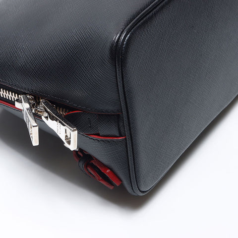 PRADA Saffiano Leather 2way Triangle Logo Handbag Backpack Â· Daypack black WS14485