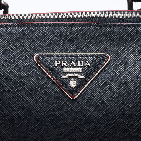 PRADA Saffiano Leather 2way Triangle Logo Handbag Backpack Â· Daypack black WS14485