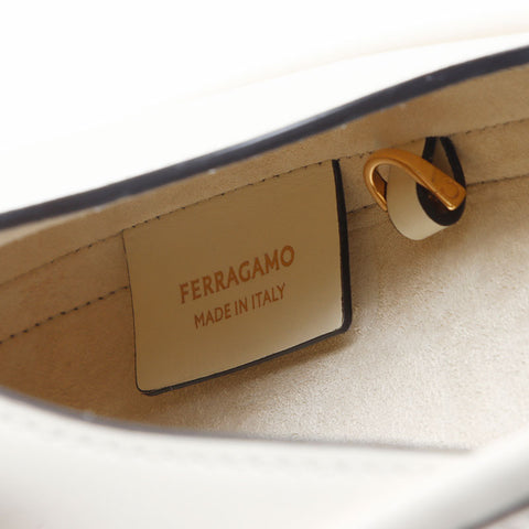 Salvatore Ferragamo Gancini Buckle Hobo Handbag white WS14486