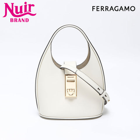 Salvatore Ferragamo Gancini Buckle Hobo Handbag white WS14486