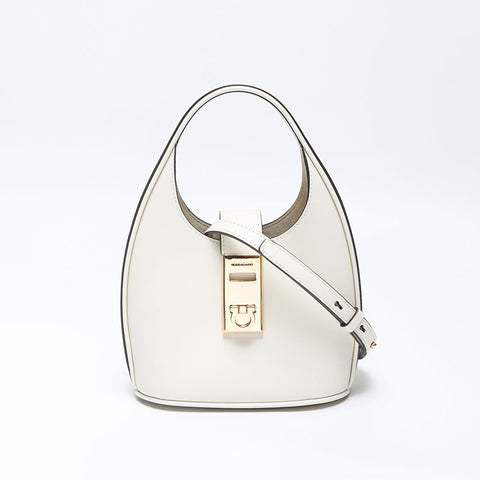 Salvatore Ferragamo Gancini Buckle Hobo Handbag white WS14486