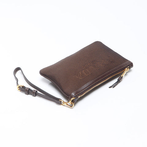 プラダ PRADA ロゴ キャンバス ポーチ ブラウン WS14499 – NUIR