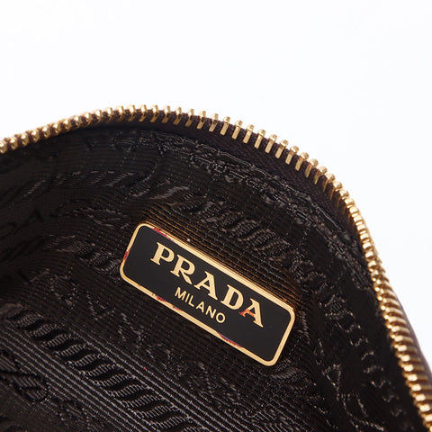 PRADA Logo canvas Pouch Brown WS14499