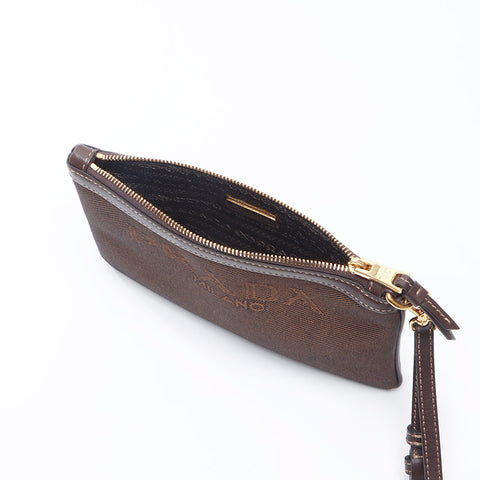プラダ PRADA ロゴ キャンバス ポーチ ブラウン WS14499 – NUIR