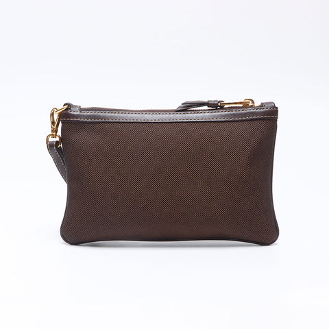 PRADA Logo canvas Pouch Brown WS14499