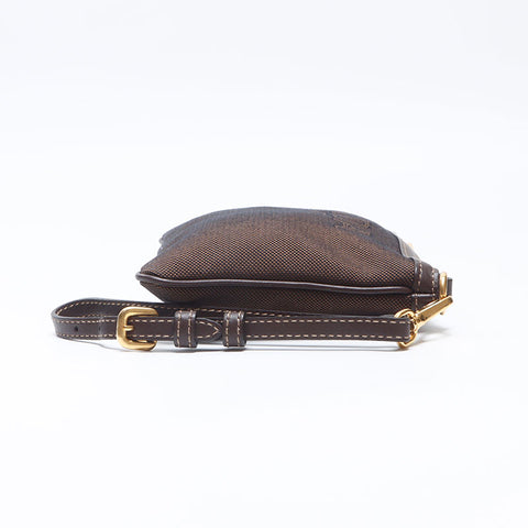 PRADA Logo canvas Pouch Brown WS14499