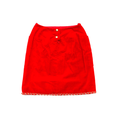 Chanel Chanel Velvet Chain Anzug Party Einfacher Rock mit mittlerer Länge Rot WS1449