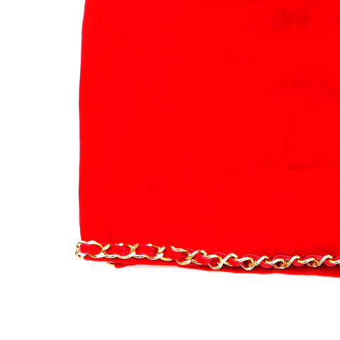 Chanel CHANEL Velvet Chain Suit Party Simple Mid-length Skirt Red WS1449