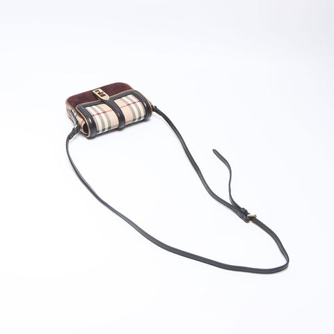 バーバリー BURBERRY ノバチェック スエード ショルダーバッグ ベージュ WS14506