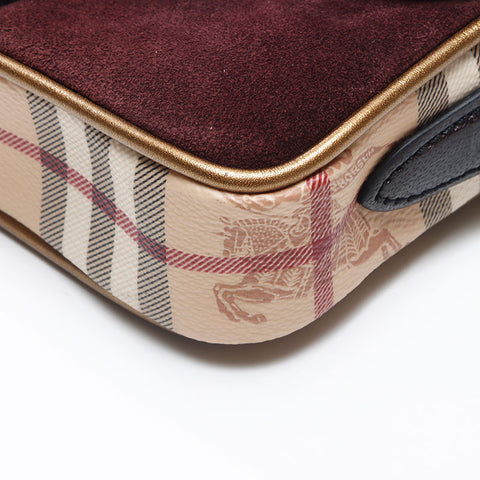 バーバリー BURBERRY ノバチェック スエード ショルダーバッグ ベージュ WS14506
